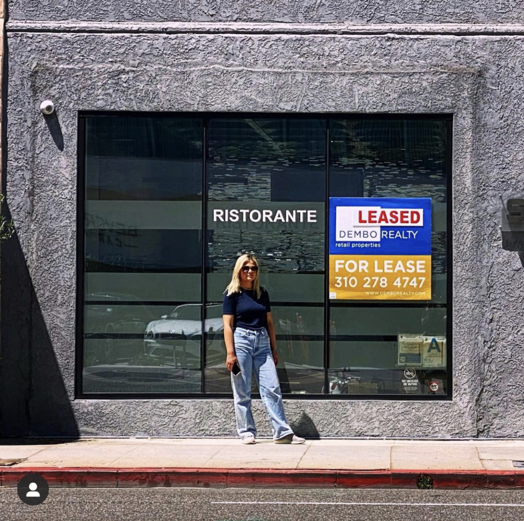 Velverie owner Chloe Strumpf stands in front of the future home of Velverie Cafe and Tea House in an April 15 shot from her Instagram account. Photo: Chloe Strumpf, @chloealexrose